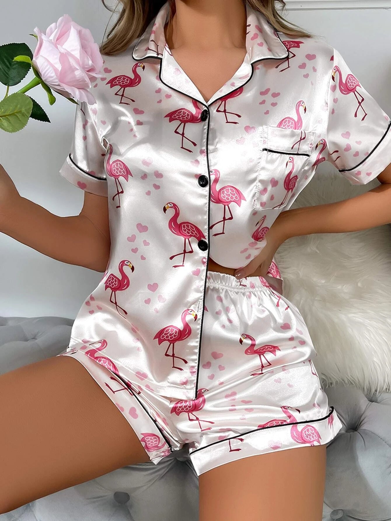 Flamingo Shorts Night Suit For Women