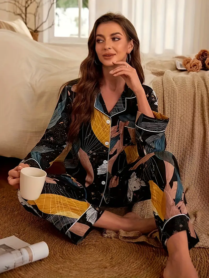 Midnight Bloom Women Nightwear Pajama Set