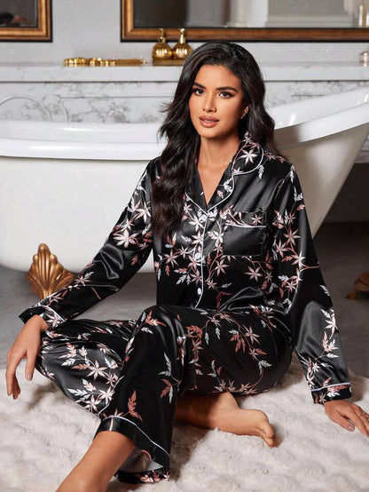 Daisy Luxe Printed Nightsuit Set For Women