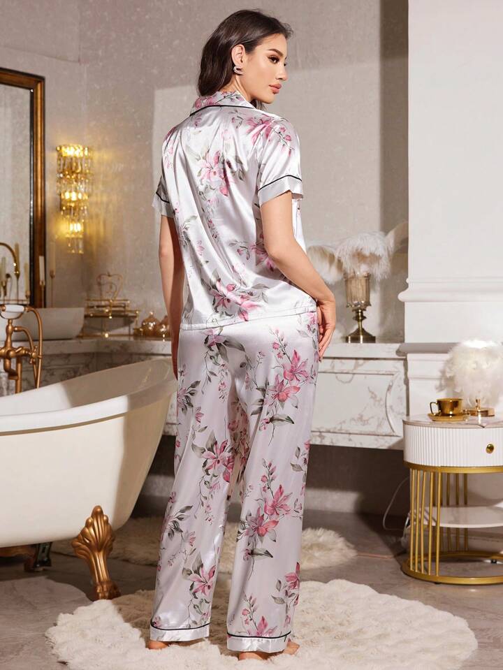 Petals in Pink Printed Nightsuit Set For Women