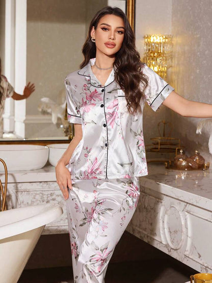 Petals in Pink Printed Nightsuit Set For Women