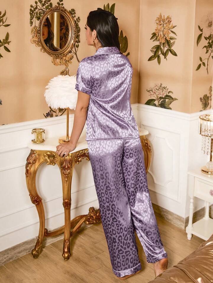 Purple Panther Dreams Printed Nightsuit Set For Women