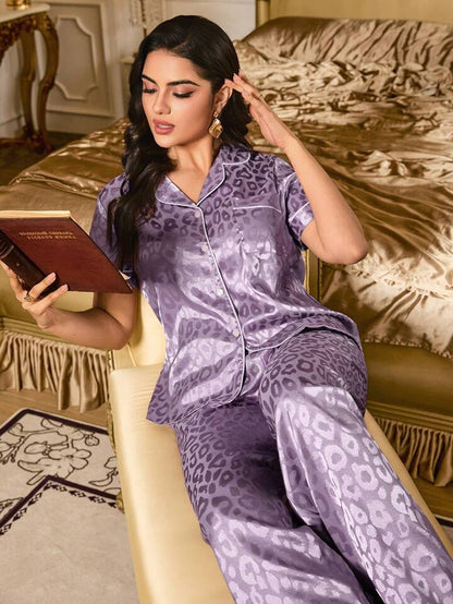 Purple Panther Dreams Printed Nightsuit Set For Women