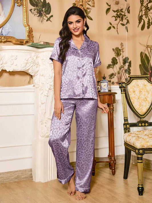 Purple Panther Dreams Printed Nightsuit Set For Women