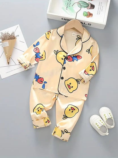 Butter Scotch Printed Unisex Nightsuit Set For Kids