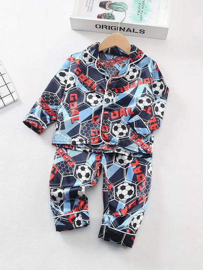 Foot Ball Printed Unisex Nightsuit Set For Kids