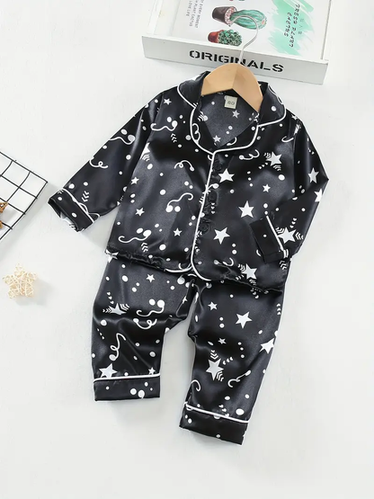 Black Berry Printed Unisex Nightsuit Set For Kids