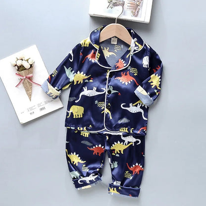 Dino Printed Unisex Nightsuit Set For Kids