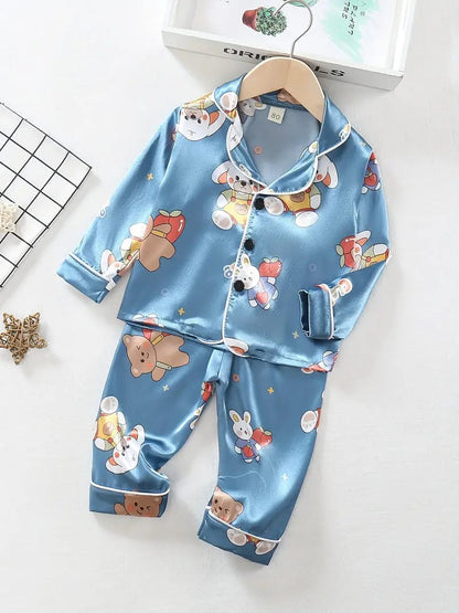 Cute Printed Unisex Nightsuit Set For Kids