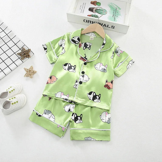 Pista Printed Unisex Nightsuit Set For Kids