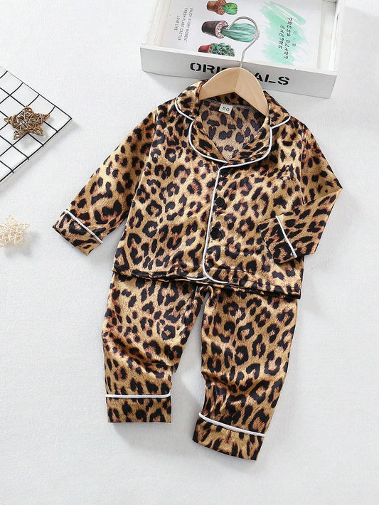 Leopard pattern Printed Unisex Nightsuit Set For Kids