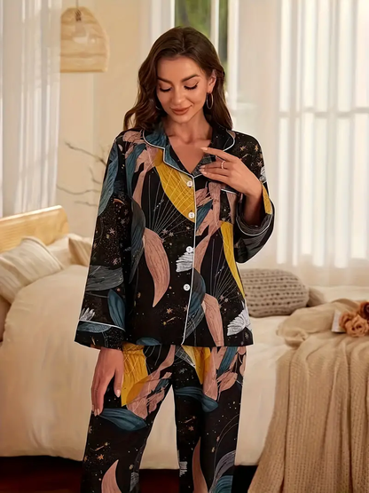 Midnight Bloom Women Nightwear Pajama Set