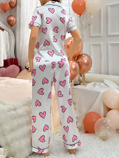 Silver Heart Nightsuit Set For Women