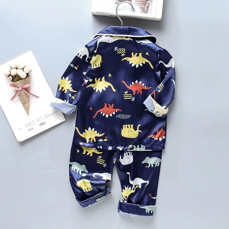 Dino Printed Unisex Nightsuit Set For Kids