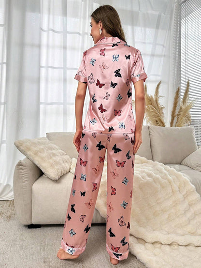 Butterfly Print Nightsuit Set For Women