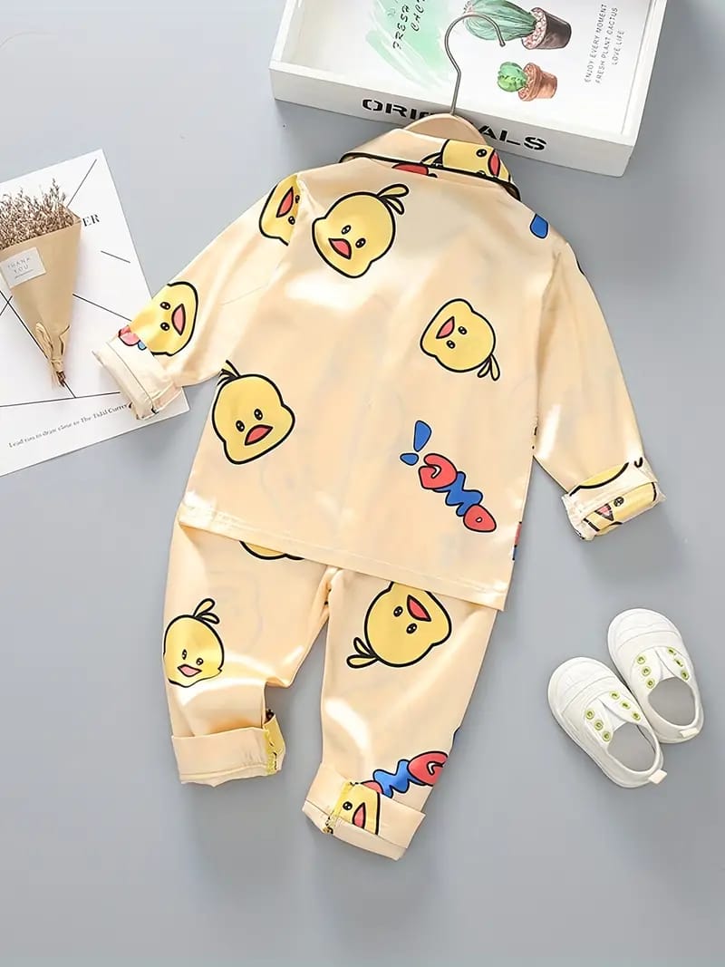 Butter Scotch Printed Unisex Nightsuit Set For Kids