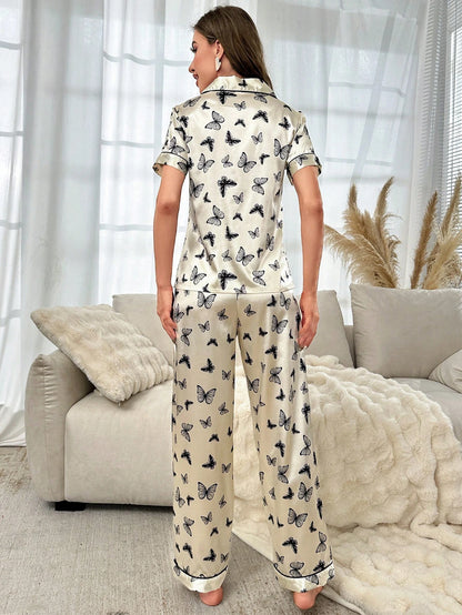 Butterfly Printed Nightsuit Set For Women