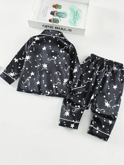 Black Berry Printed Unisex Nightsuit Set For Kids