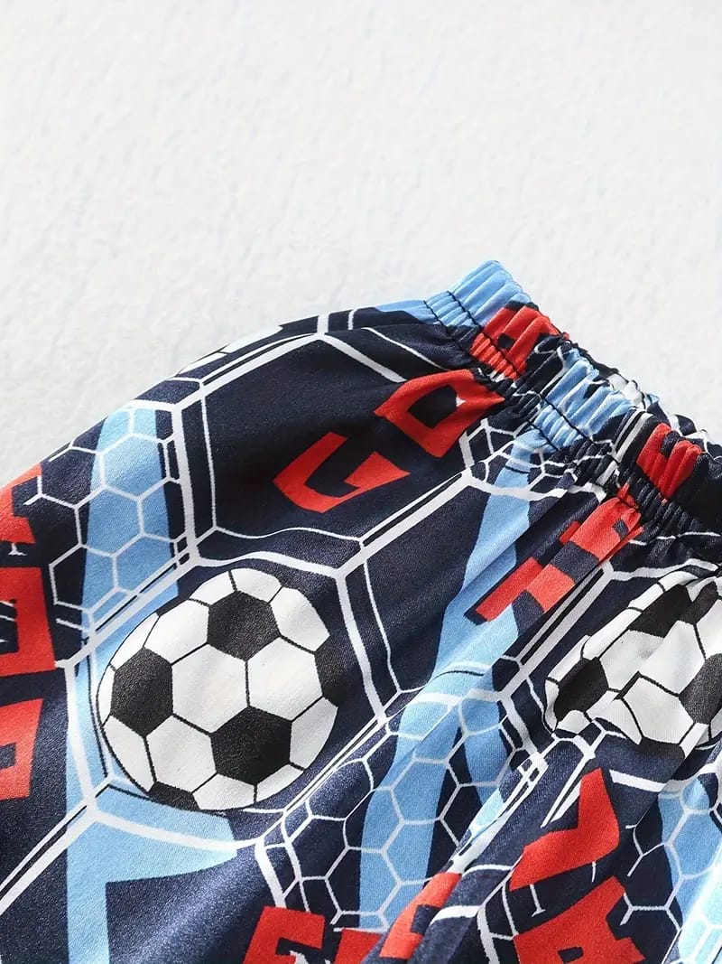 Foot Ball Printed Unisex Nightsuit Set For Kids