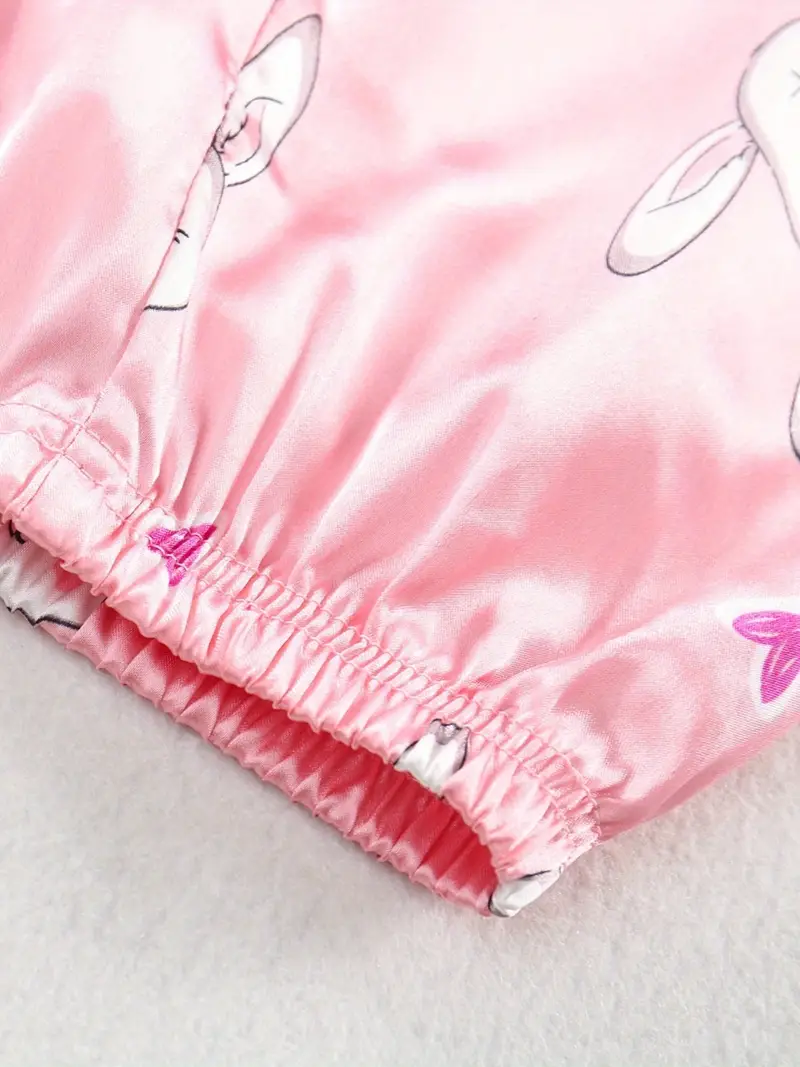 Pink Rabbit Printed Unisex Nightsuit Set For Kids