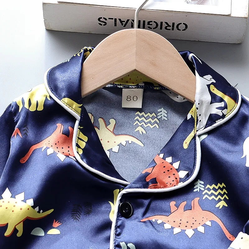 Dino Printed Unisex Nightsuit Set For Kids