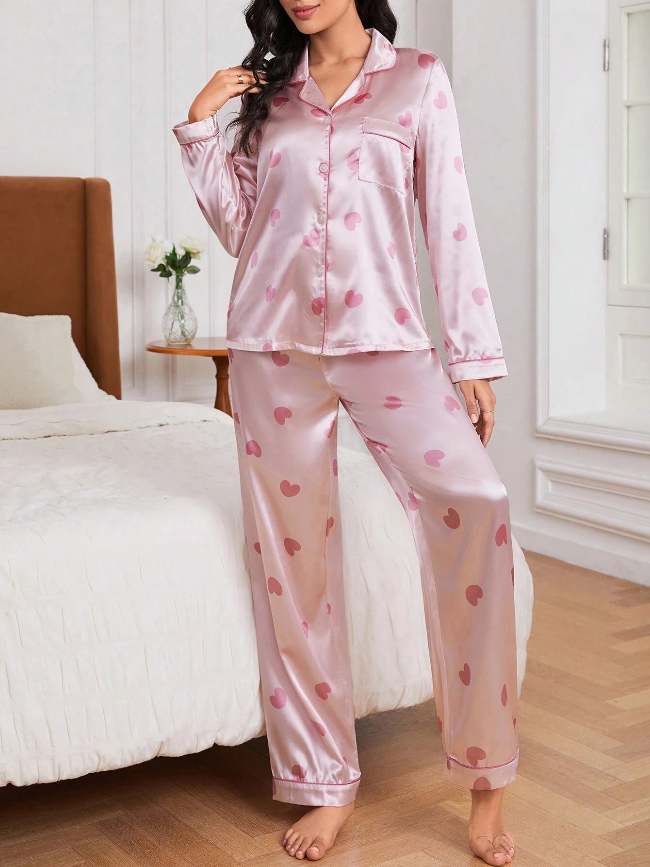 Strawberry Pink Women Nightwear Pajama Set