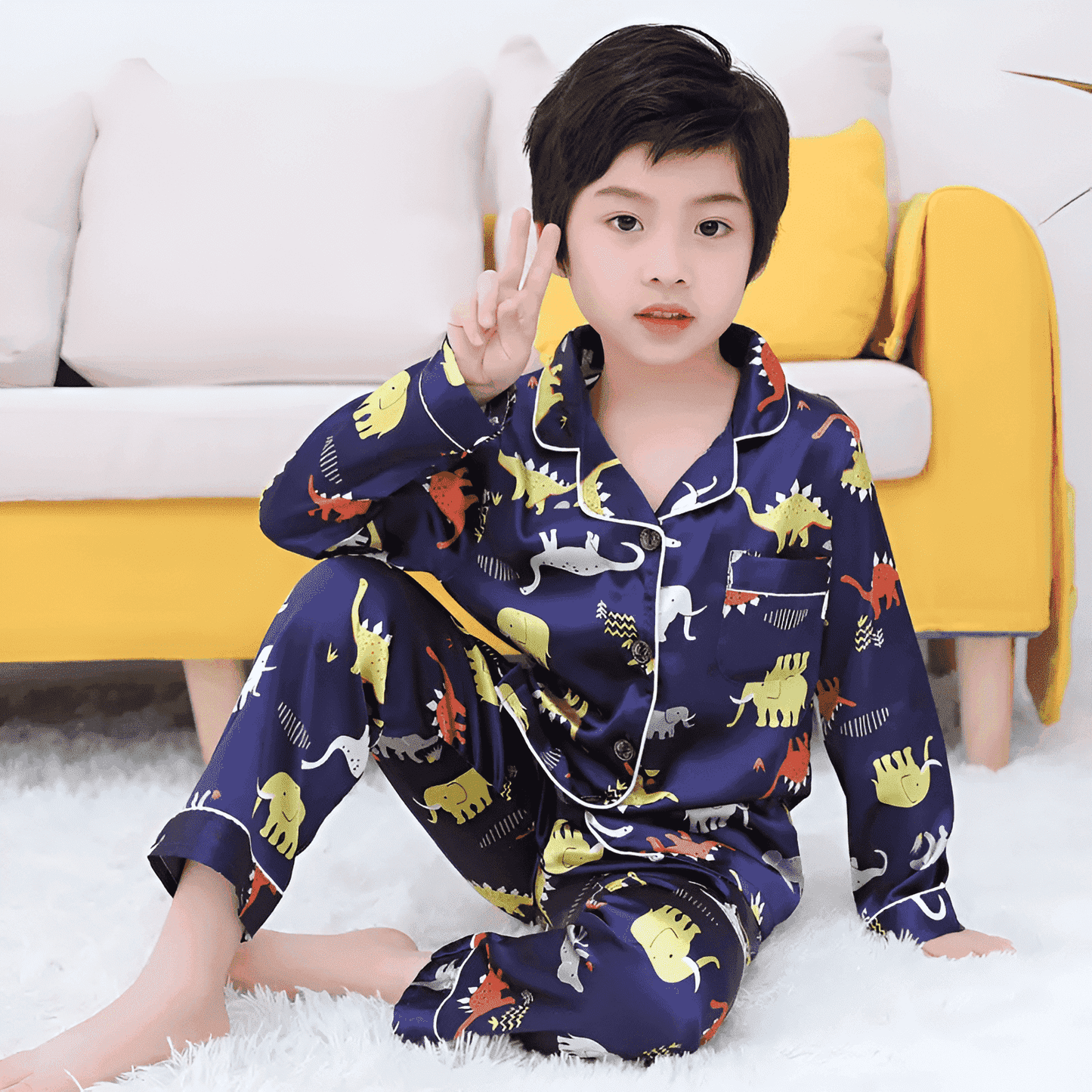 Dino Printed Unisex Nightsuit Set For Kids